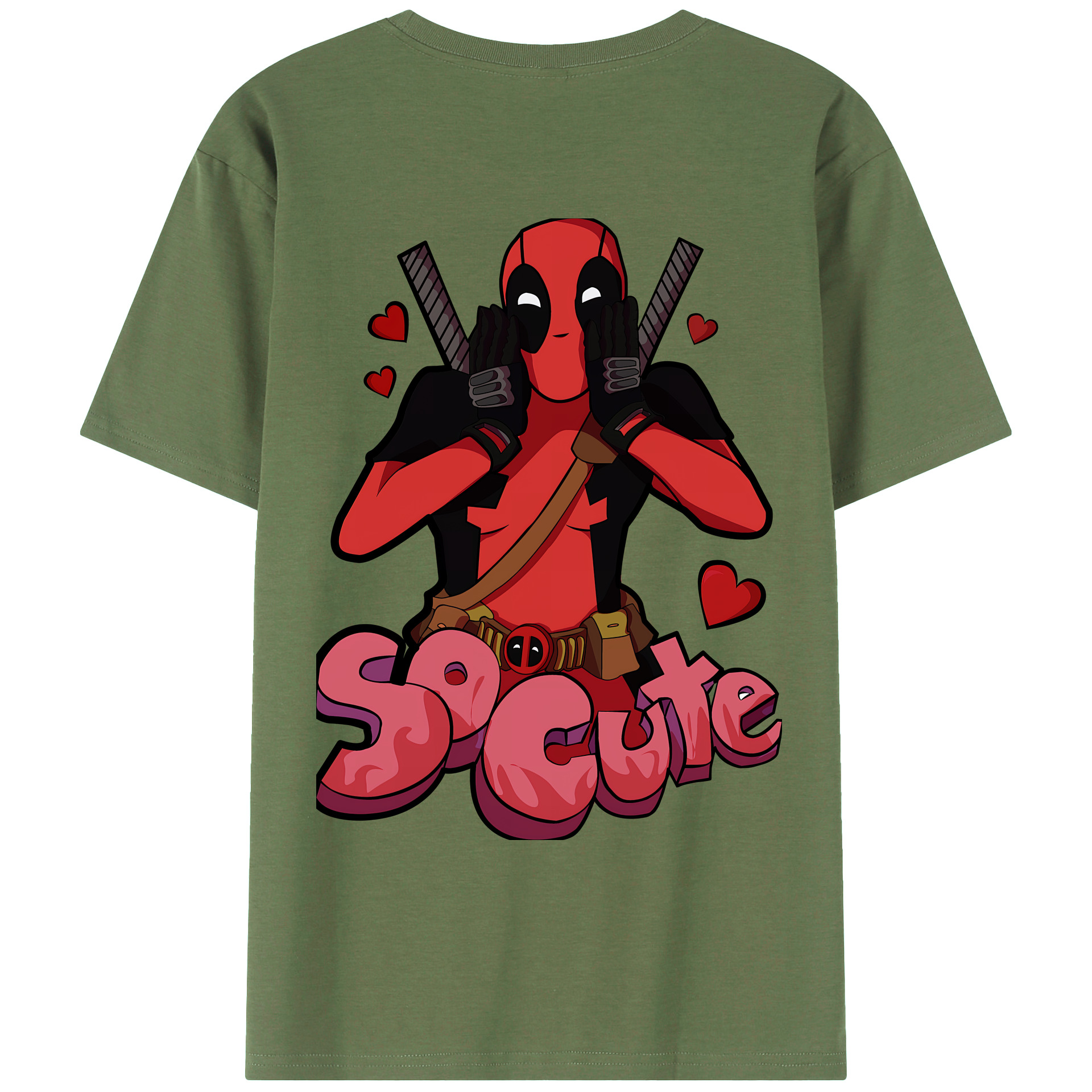 （画像用） Deadpool デッドプール 綿100％ メンズ半袖Tシャツ（バックプリント） 通気性